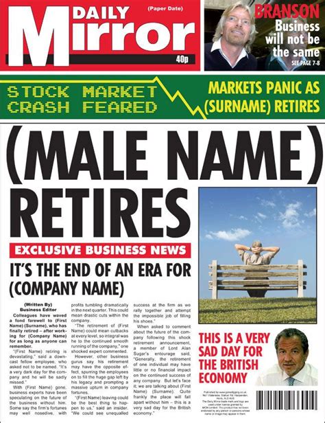 Best gift ideas of 2021. Retirement - Male | Spoof Newspapers for Special Occasions ...