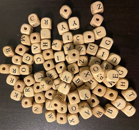 Wooden Letter Beads Letter Charms Alphabet Bead Initial Charm Etsy In