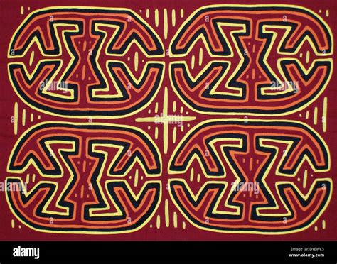 Mola Kuna Textiles Artista Indio Con Un Patrón Abstracto Desde El