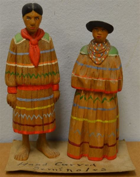 Vintage Hand Carved Wooden Seminole Figurines Hand Carved Carving