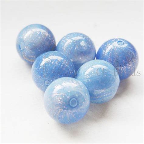 6pcs Hand Blown Hollow Glass Beads Round Blue With Gold 20mm Etsy