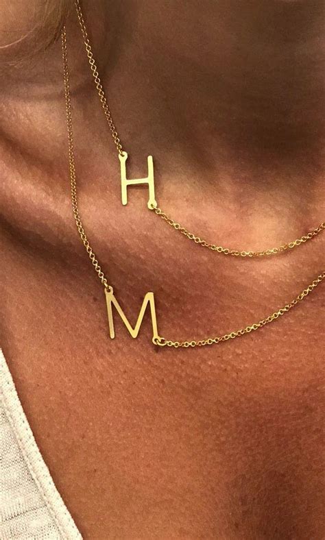 Sideways Initial Necklace In 18k Gold Plating Up To 50 OFF Free