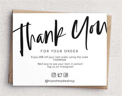 Thank You For Your Purchase Card Template Free Printable Templates