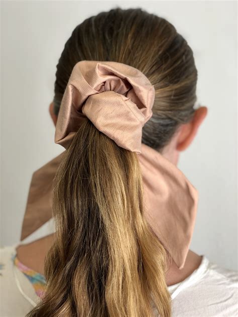 Pearl Bow Large Silk Scrunchies