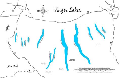 Finger Lakes New York Laser Cut Wood Map