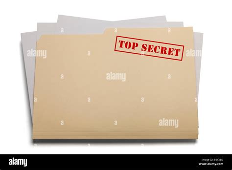 Folder And Papers With The Words Top Secret Stamped On It Isolated On