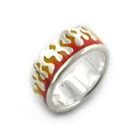 Pyro Firefighter S Ring Of Flames Sterling Silver Burning Fire Band