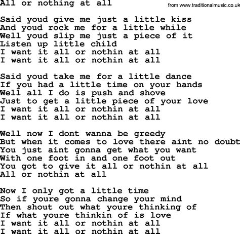 Bruce Springsteen Song All Or Nothing At All Lyrics