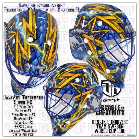 Henrik lundqvist debuted his new mask with the shiny silver cage on halloween, what turned out to be a game when the rangers goalie backstopped his team to a victory over the golden knights. Henrik Lundqvist Team Sweden World Cup of Hockey mask ...