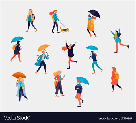 Various Stylish People Character Go On Street Vector Image