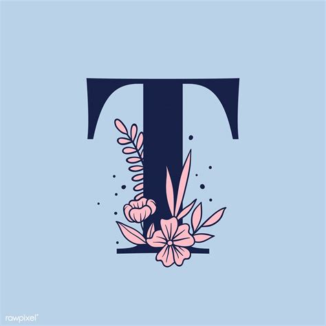 Botanical Capital Letter T Vector Free Image By Tvzsu