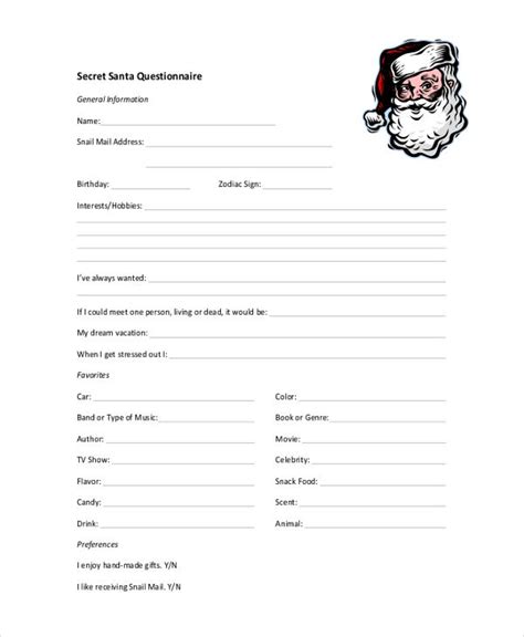 Printable Office Secret Santa Questions Printable World Holiday
