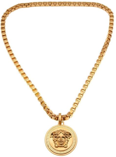 Versace Medusa Medallion Necklace Gold Tone Metal Necklace From
