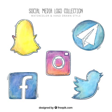 Free Vector Collection Of Watercolor Social Network Logos