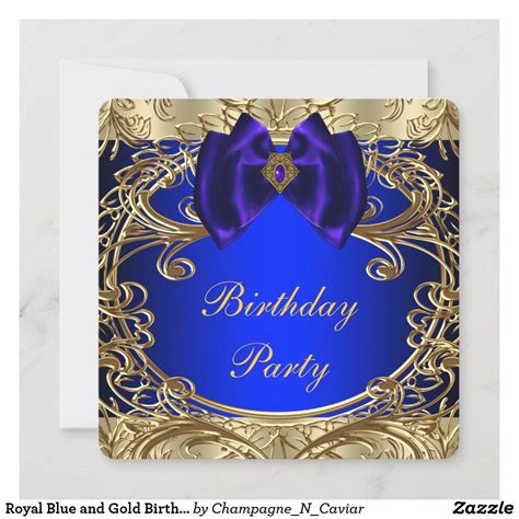 Royal Blue And Gold Birthday Party Invitation 75th Birthday Parties