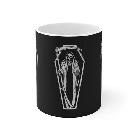 Grim Reaper White Ceramic Mug Etsy