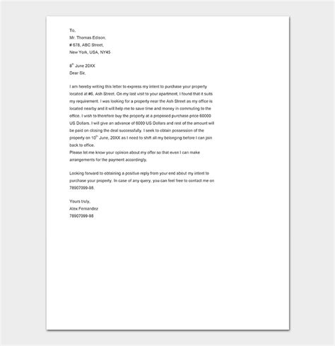 Real Estate Offer Letter Templates Examples Word Pdf