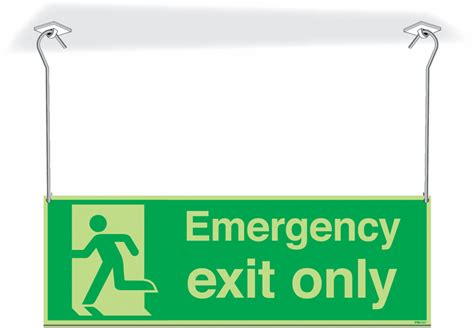 Xtra Glo Double Sided Emergency Exit Only Hanging Signs Seton