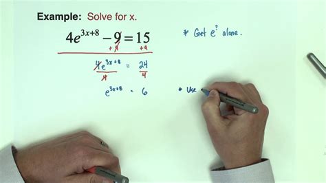 solving exponential equations base e youtube