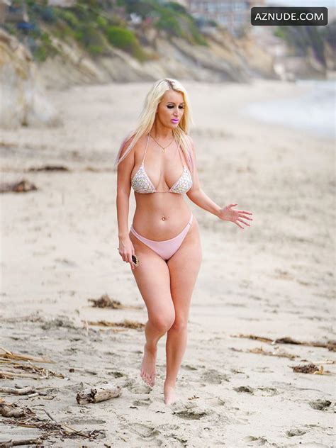 Tiffany Madison Hits The Beach In Malibu Today And Showcases Her Crazy Curves In A Light Pink