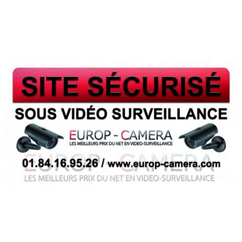 Autocollant Vinyle Site Sécurisé Sous Vidéo﻿﻿ Surveillance 100 X 50 Mm Europ Camera