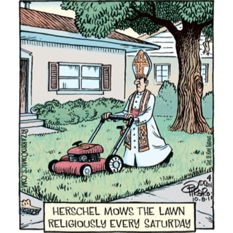 Mowing The Lawn Religiously Funny Cartoons Funny Cartoons Jokes