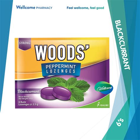 Woods Peppermint Drops Lozenges Blackcurrant Flavour 6s 15g