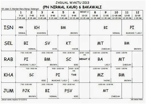 Jadual waktu dan tarikh upsr. Jadual Waktu Sekolah Rendah Agama