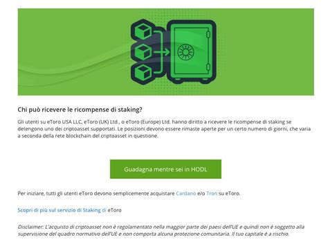 Use a platform and a wallet and stake yourself as the spread is awful! eToro: ricompense agli utenti grazie allo staking su ...