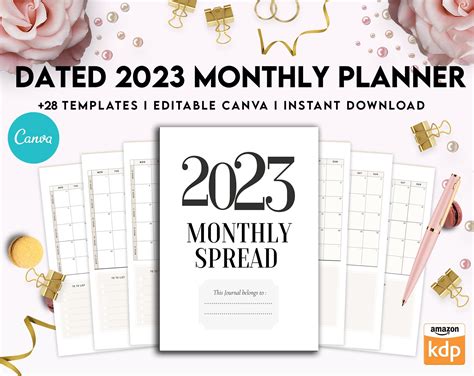 Discover Our Awesome Canva 2023 Monthly Planner 85x11 Or A4 28