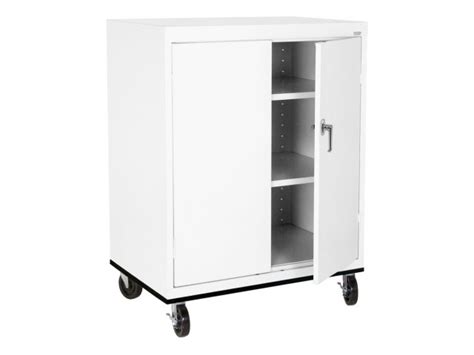 Each of its three adjustable shelves hold up to 150 lbs., making this unit perfect for tools, power equipment, shop supplies, sporting goods and more. Mobile Steel Storage Cabinet ATM-320, Mobile Storage Cabinets