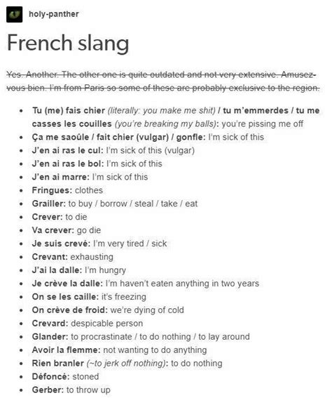 French Slang Learn French Basic French Words French Words