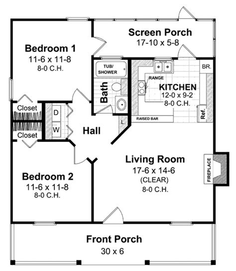 Cottage Style House Plan 2 Beds 1 Baths 800 Sqft Plan 21 169