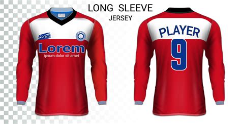 Long sleeve soccer jerseys t-shirts mockup template, Graphic design for football uniforms ...