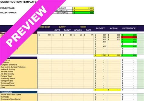 Construction Project Budget Free Template Hourly Workforce Tracking