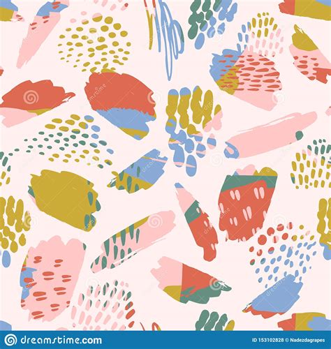 Abstract Artistic Seamless Pattern With Trendy Hand Drawn Textures