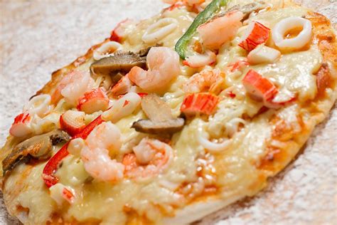 Homemade Seafood Pizza 12 Inches But Some Professional Photography