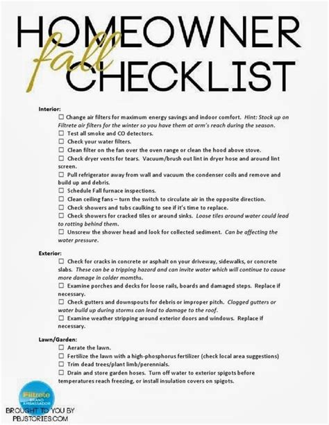 Homeowner Fall Safety Checklist Home Maintenance Checklist Homeowner