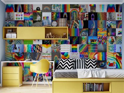 Rainbow Wall Collage Kit Rainbow Aesthetic Collage Kit Etsy