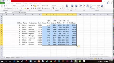 Create Simple Salary Sheet In Microsoft Excel Any Version Youtube
