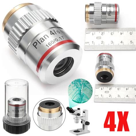 Microscope Plan Achromatic Objective Lens Rms Thread 4x Din Standard