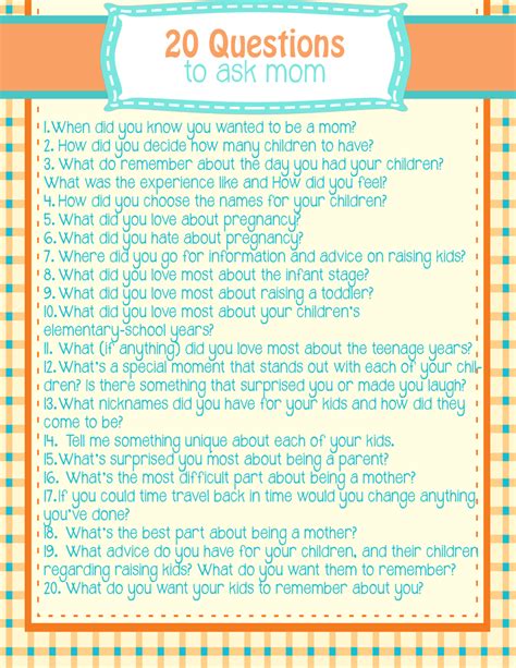 6 Best Images Of Interview Questions For Mom Printable Printable