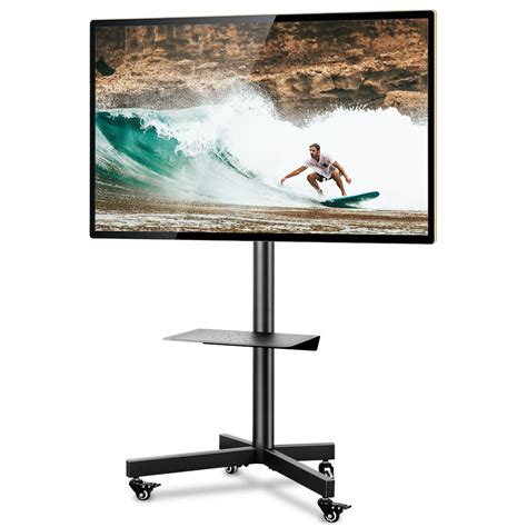 Modern Rolling Tv Stand On Wheels Computer Cart For Tvs Up To 60