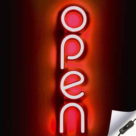 Vertical Led Neon Open Sign For Business Red