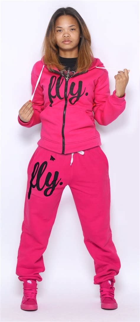 Fly Pink Hoodiepink Pants Sweatsuit Zip Up Unisex Fit Sweatsuit