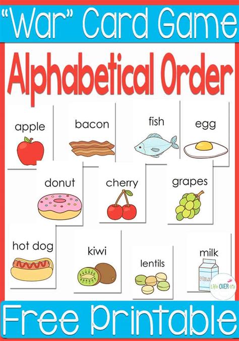 Write each word list in alphabetical order. Order Food: Alphabetical Order Food