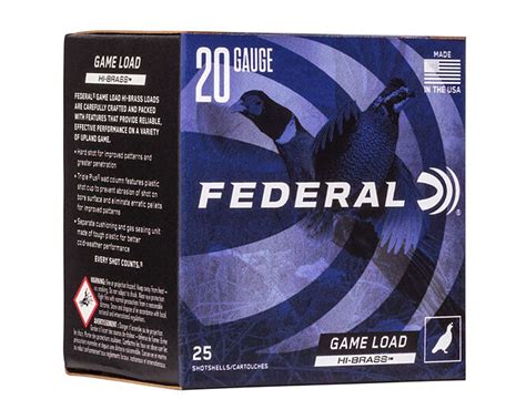 Federal Game Load Hi Brass 20ga 2 3 4 7 Shot 25rd