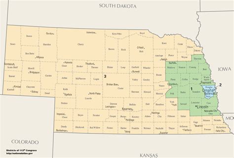 A Map Of The Three Congressional Districts Of Nebraska These Districts