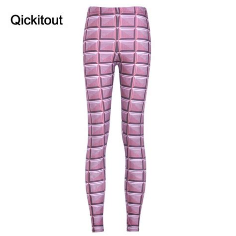 qickitout leggings hot plus size sexy women leggings peach chocolate squares woman printed pants