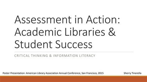 Assessment In Action Present To Library Ppt